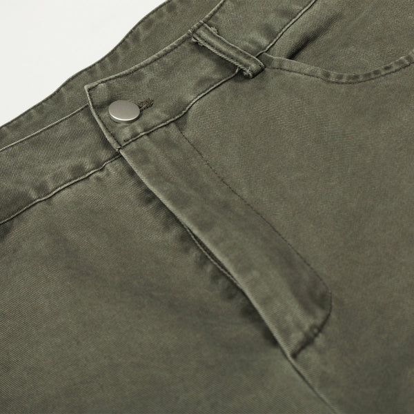 Olive Wide Leg Pants Star Cross Embroidery Details