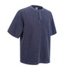 Casual Waffle Fabric Button Neck T-Shirt