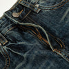 Whisker Fade Vintage High-Street Loose Blue Jeans