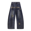 Leopard Star Patch Wide-Leg Denim Jeans