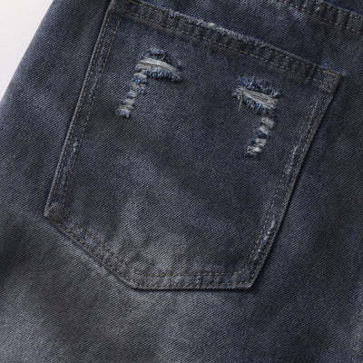 Fray Hem Vintage Wide-Leg Distressed Jeans