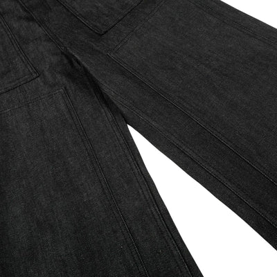 Raw Black Wide Leg Jeans with Utility Flap Pocket Detail