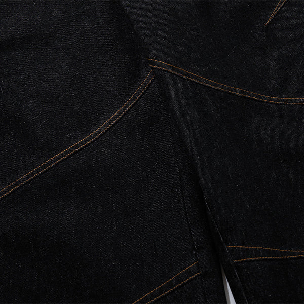 Wide Leg High Waisted Dark Denim Jeans Button Detail