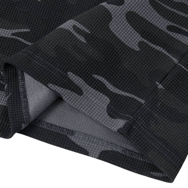Men's Camouflage Waffle Crew Neck Loose Fit Tee Shirt