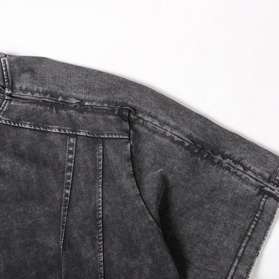 Structural Panels Sleeve Zipper Vintage Washed Short Sleeve Tee