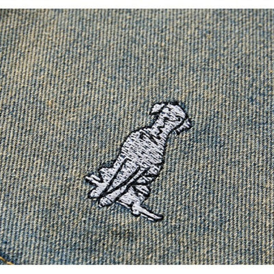 Dog Embroidery Loose Fit Denim Shorts