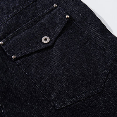 High Waisted Relaxed Fit Button Fly Vintage Blue Jeans