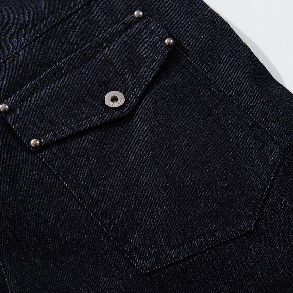 High Waisted Relaxed Fit Button Fly Vintage Blue Jeans