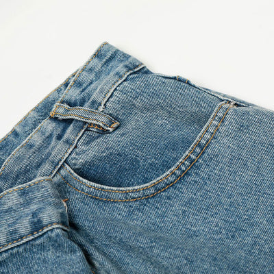 Asymmetrical Wide Leg Modern Light Wash Jeans