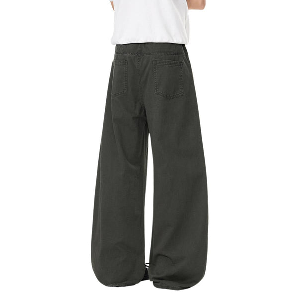 Vintage Washed Curved-Leg Trousers