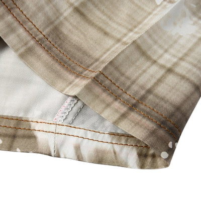 Vintage Plaid Curved-Cut Cropped Pants