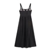 Black Button-Front Strappy Midi Dress