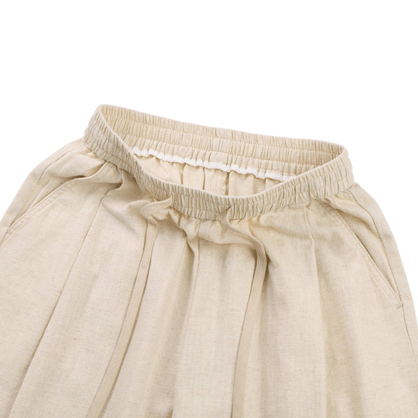 Solid Tint Linen-Blend Barrel Pants