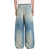 Retro Distressed Washed Baggy Patchwork Zip-Detail Relaxed Straight Fit Denim Jeans