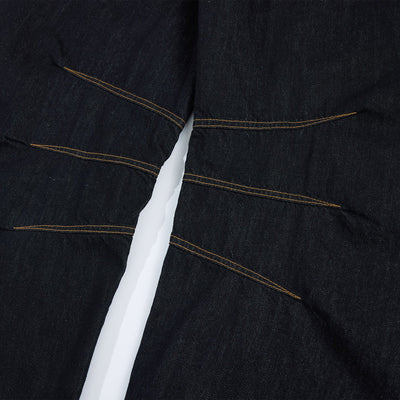 Premium Raw Denim Panel Stitch Wide-Leg Jeans