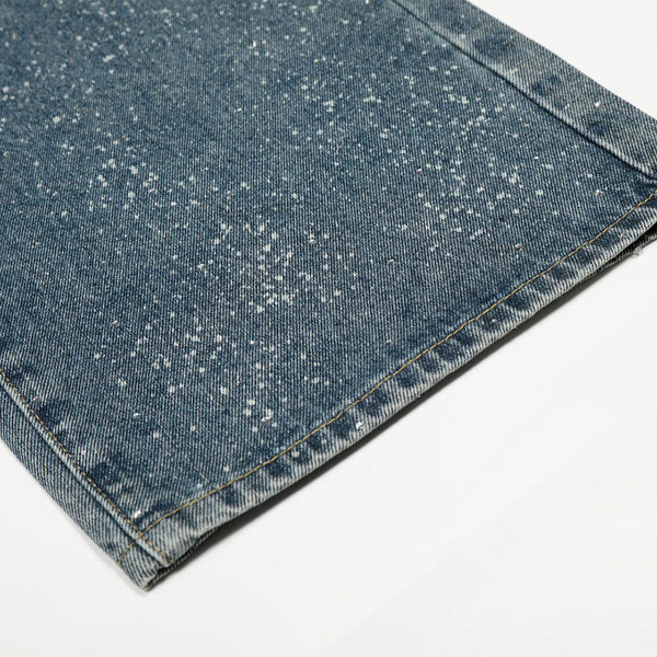 Vintage Speckled Wash Wide Leg Denim Jeans