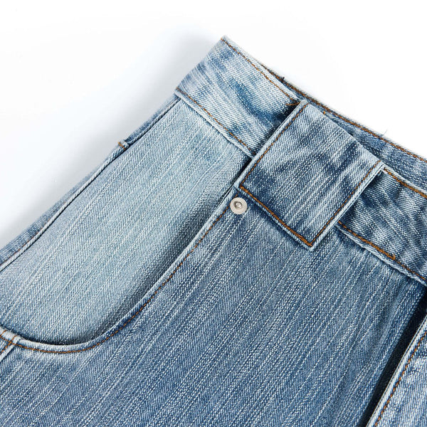 Vintage Slub Embroidered Curved Blade Relaxed Jeans
