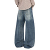 Washed Scythe Silhouette Wide Leg Denim Pants