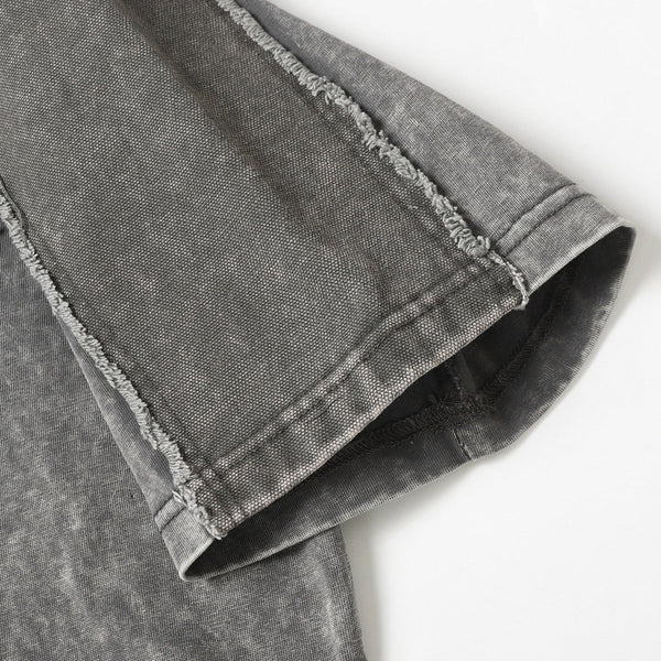 Vintage Washed Patchwork Short Sleeve Chest Pocket Tee
