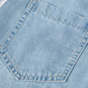 Button-Front Lace Trim Denim Shirt