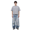 West Coast Double Waist Denim Texture Wide Leg Pants