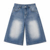 Vintage Sand Wash Straight Leg Denim Shorts
