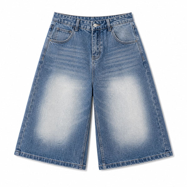 Vintage Sand Wash Straight Leg Denim Shorts