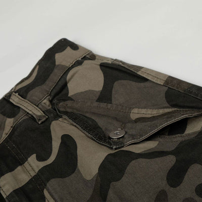 Camouflage Utility Wide Leg Adjustable Hem Pants
