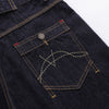 Deconstructed Embroidered Raw Denim Bermuda Shorts