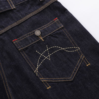 Deconstructed Embroidered Raw Denim Bermuda Shorts