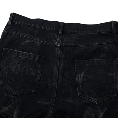 Men's Tie-Dye Denim Pants Heavy Pleated Distressed Loose Wide Leg