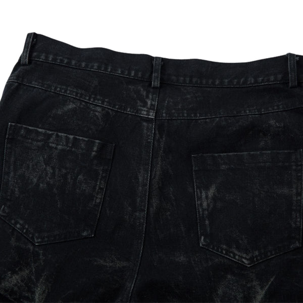 Men's Tie-Dye Denim Pants Heavy Pleated Distressed Loose Wide Leg