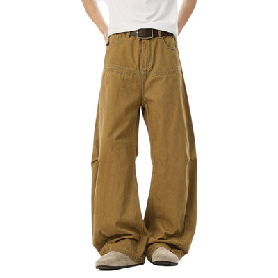 Deconstructed Washed Solid Pleated Panel Multi-Pocket Cargo Pants
