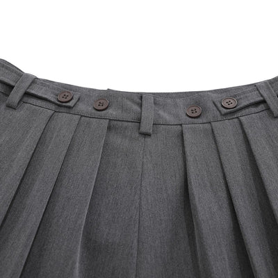 Vintage Pleated Wide Leg Cropped Trousers