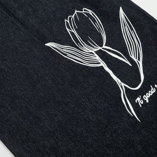 Floral Print Vintage Wide Leg Jeans