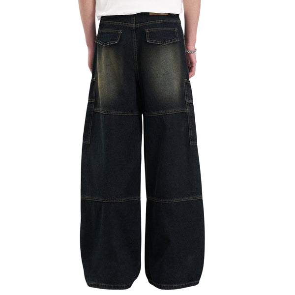 Washed Structured Heavy-Duty Straight-Leg Carpenter Jeans