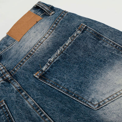 High Waist Wide Leg Distressed Faded Jeans