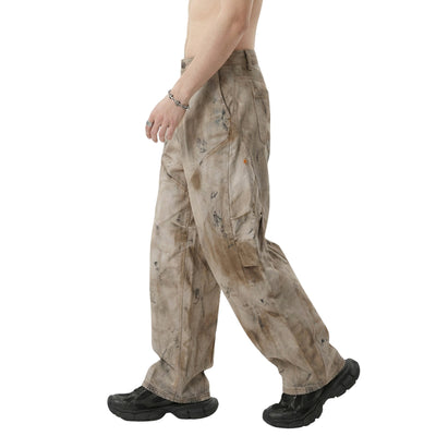 Muddy Wash Denim Texture Loose-Fit Jeans