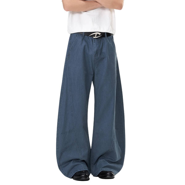 Vintage Washed High-Waist Relaxed Wide-Leg Trousers