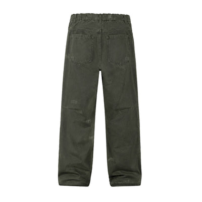 Vintage Striped Corduroy Patchwork Multi-Pocket Relaxed Wide-Leg Cargo Pants