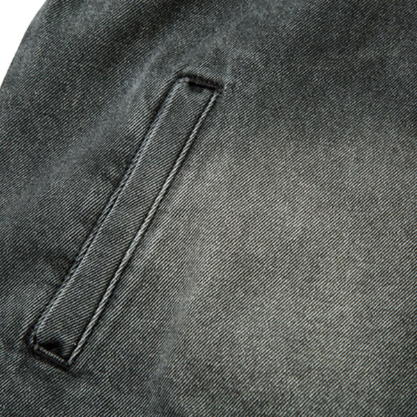 Oversized Stand-up Collar Washed Distressed Denim Jacket