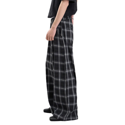 Vintage Hip-Hop Plaid High-Street Baggy Wide-Leg Trousers