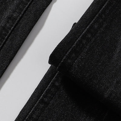 Black Acid Wash Distressed Wide Leg Denim Jeans