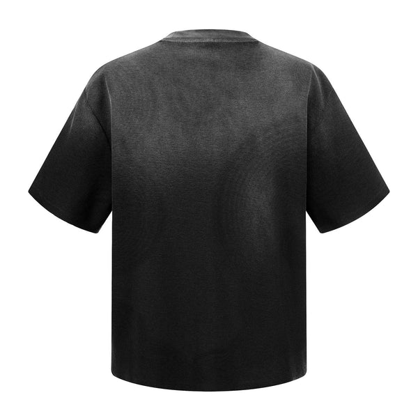 Waffle Knit Spray Dyed Distressed Raw Edge Tee