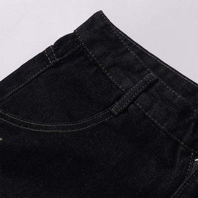 Celestial Star Embroidery Faded Wide Leg Jeans