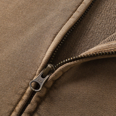 Vintage Washed Oversized Zip Up Distressed Hoodie