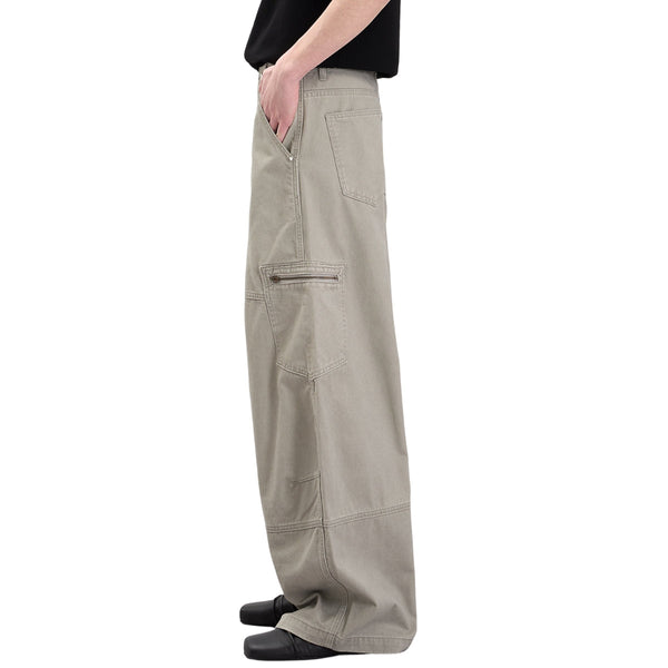 Washed Wrinkled Barrel with Zipper Pockets Cargo Pants