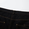 Wide Leg High Waisted Dark Denim Jeans Button Detail