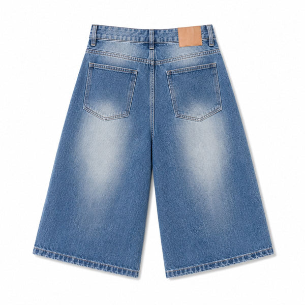 Vintage Sand Wash Straight Leg Denim Shorts