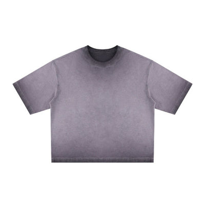 Washed Cotton Boxy Cropped Crew Neck Tee